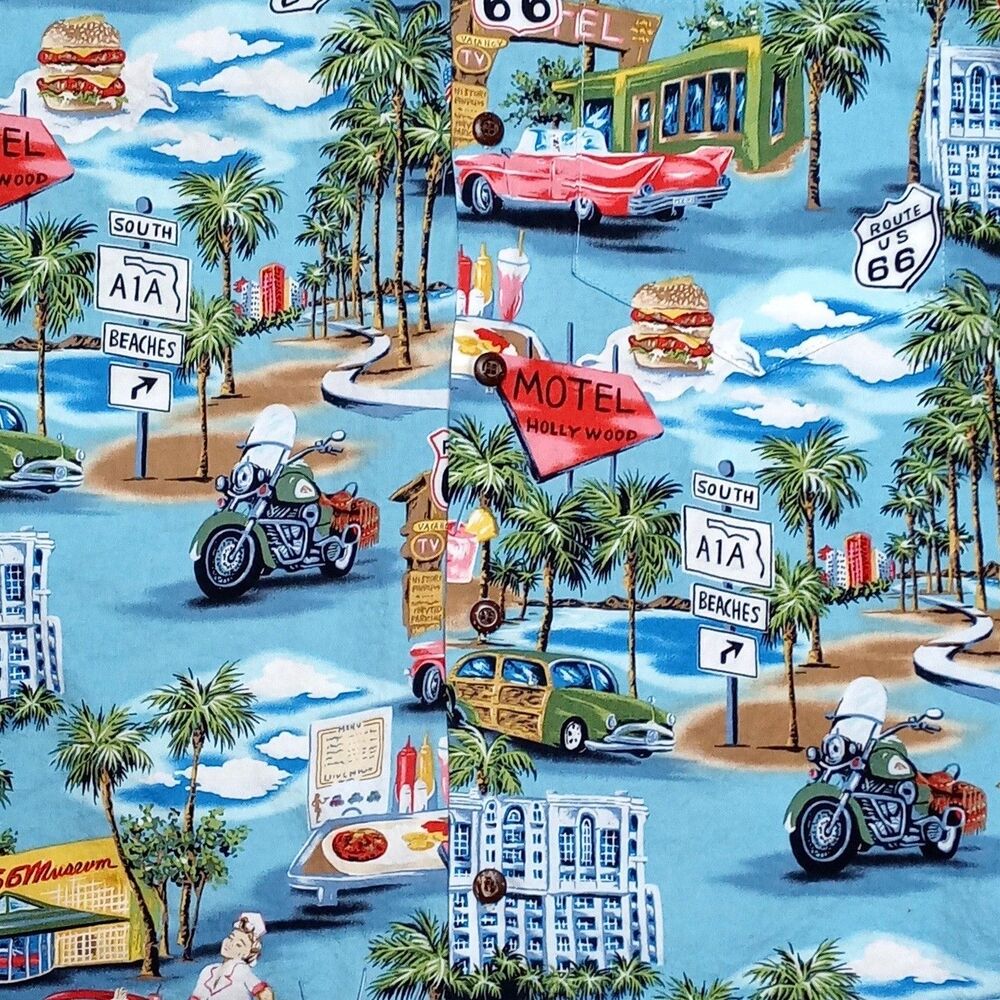 VTG Aloha Republic Hawaiian Route 66 Shirt SMALL Made USA Rockabilly Americana - Picture 3 of 8